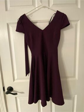 T39- B. DARLIN Burgundy Knit Tie-Back Fit & Flare Dress